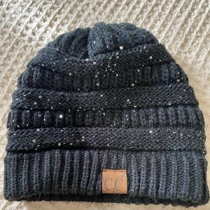 Black sequin C.C beanie